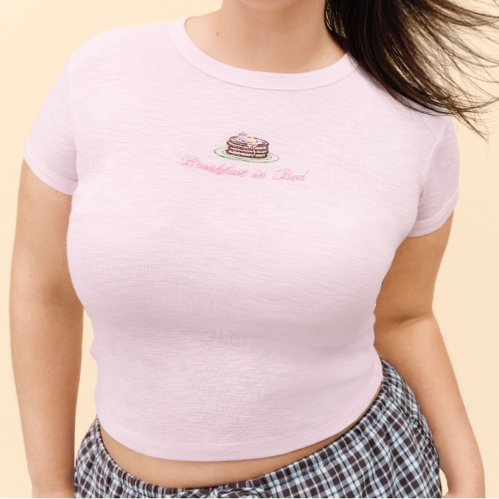 NWT Pink Baby Tee Breakfast in Bed
